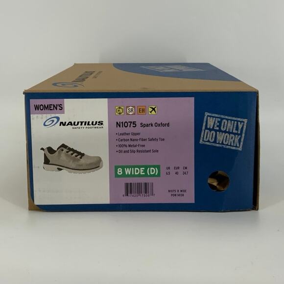 Nautilus Size 8W White Spark Oxford Work Shoes Lace Up Carbon Safety Toe M31-5 - Picture 8 of 9